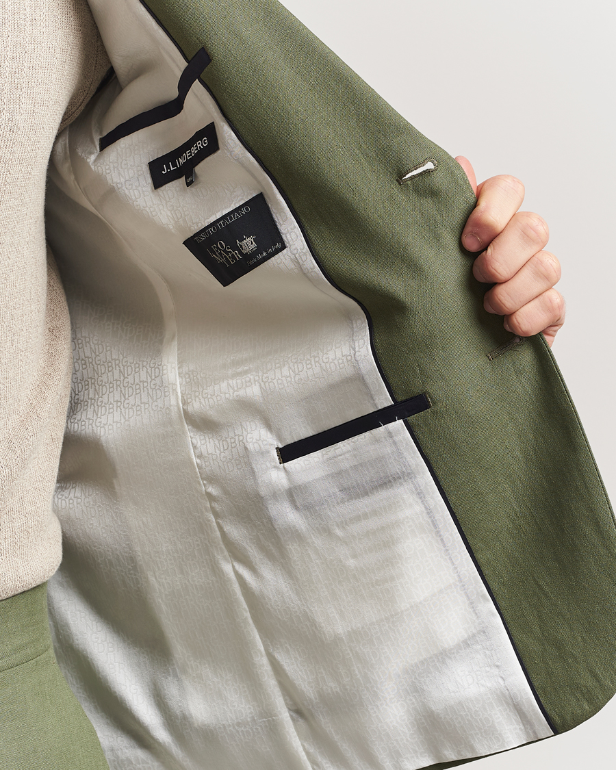 J.Lindeberg Elton Super Linen Blazer Olivinie