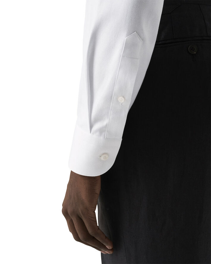 ETON Slim Fit White Melange Semi Solid Fine Twill Shirt Hvid