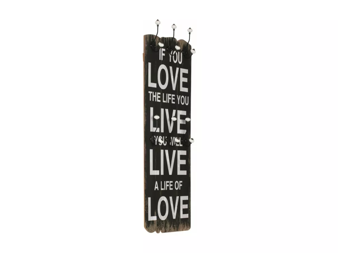 Porte-manteau mural avec 6 crochets 120 x 40 cm LOVE LIVE