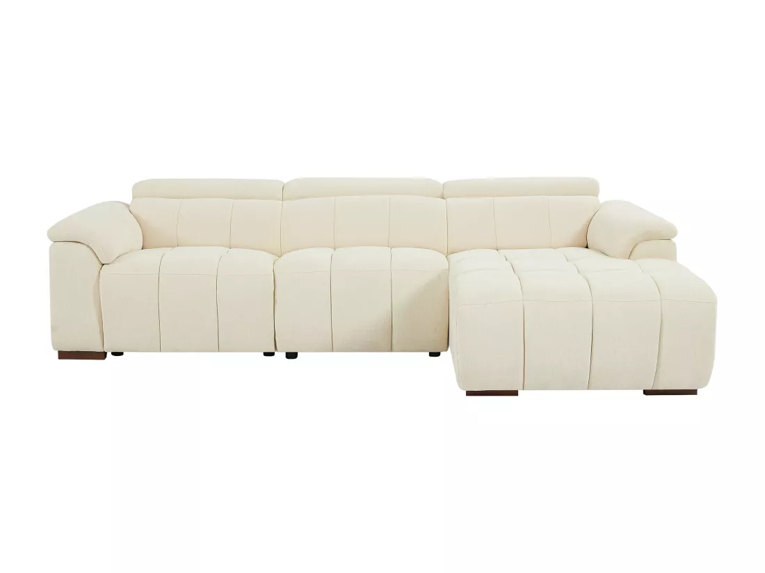 Canapé d'angle droit relax électrique en tissu beige MOLPICA