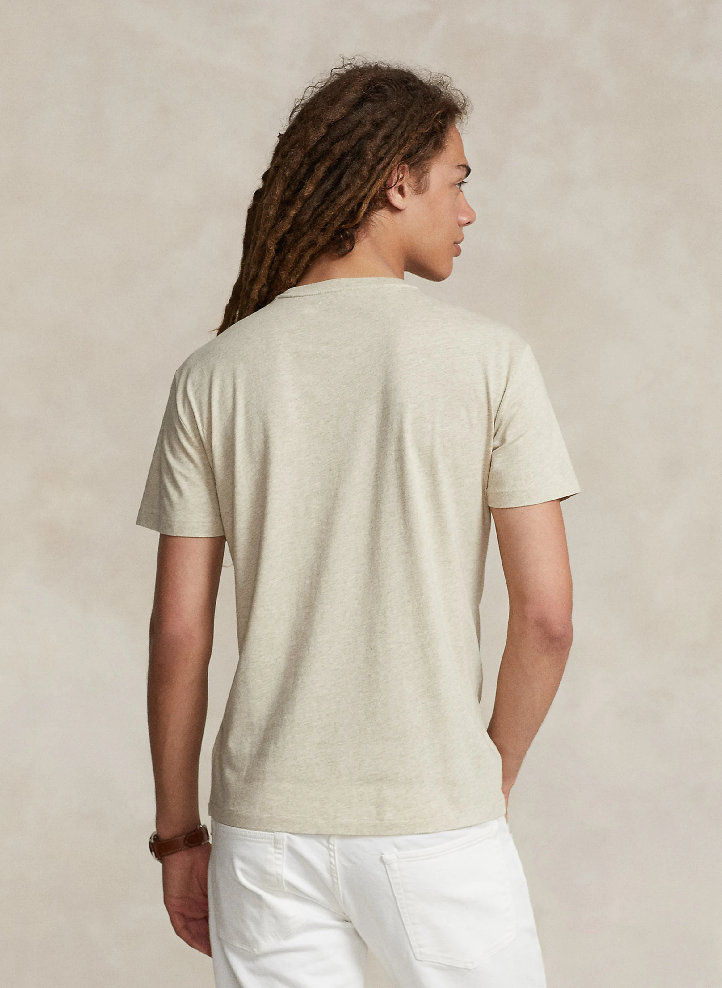 Tee-shirt col rond regular-fit en coton | Beige