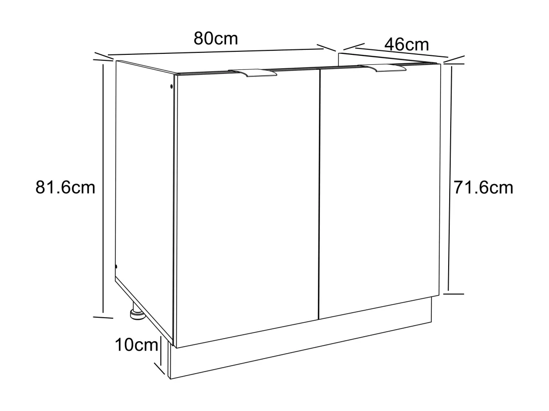 Elément d'évier cuisine largeur 80 cm Fasola