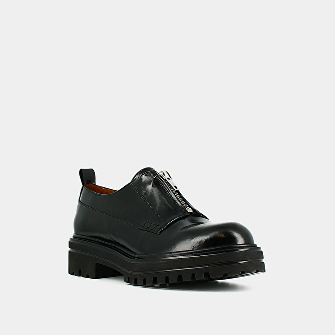 Derbies à fermetures éclairs et semelles crantées  en cuir noir