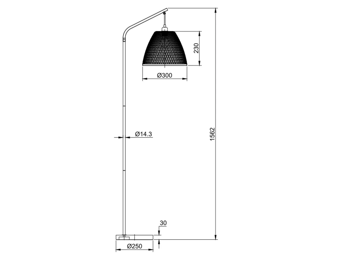 Lampadaire Umiko en bambou, hauteur 156 cm