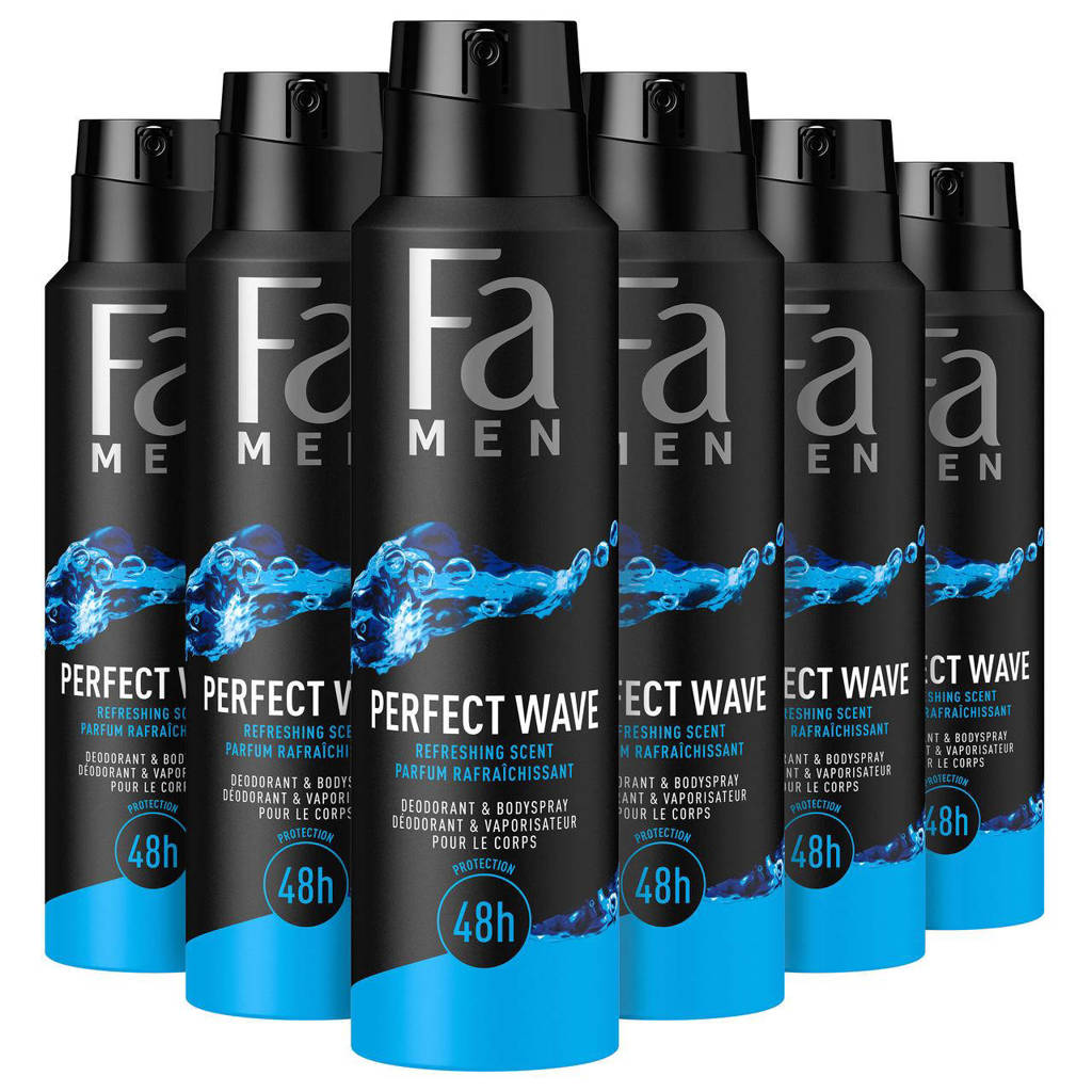 Fijne deodorantMen Perfect Wave deodorant spray - 6 x 150 ml - voordeelverpakking