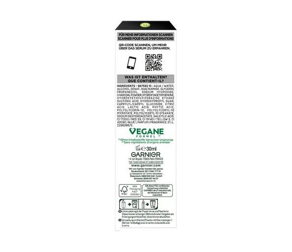 Garnier Hautklar AHA   BHA Kohle Serum