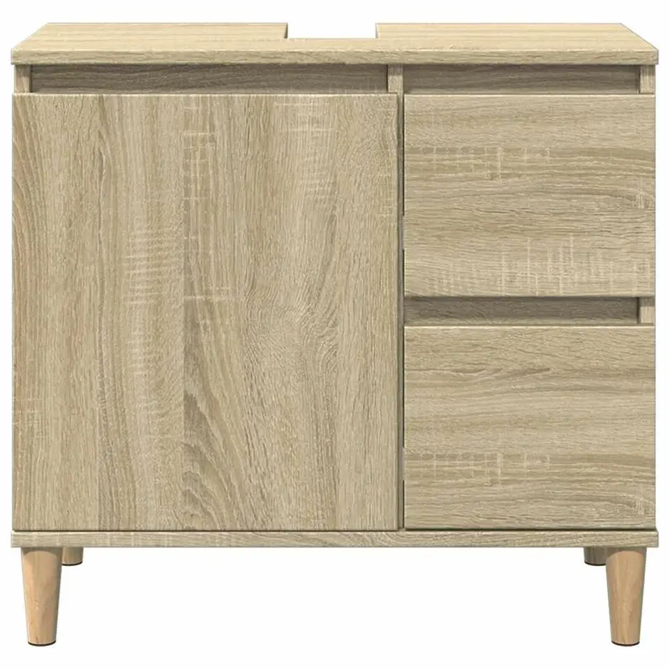 vidaXL - Wastafelonderkast met 1 deur 2 lades - Sonoma eiken - 65x33x60 cm