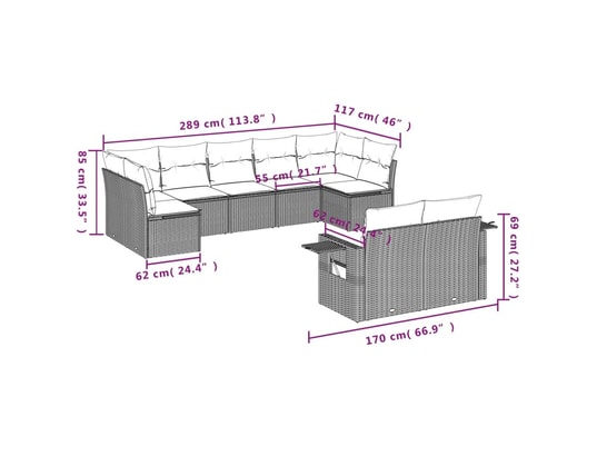 VIDAXL - Salon extérieur Salon de jardin 9 pcs avec coussins noir résine tressée