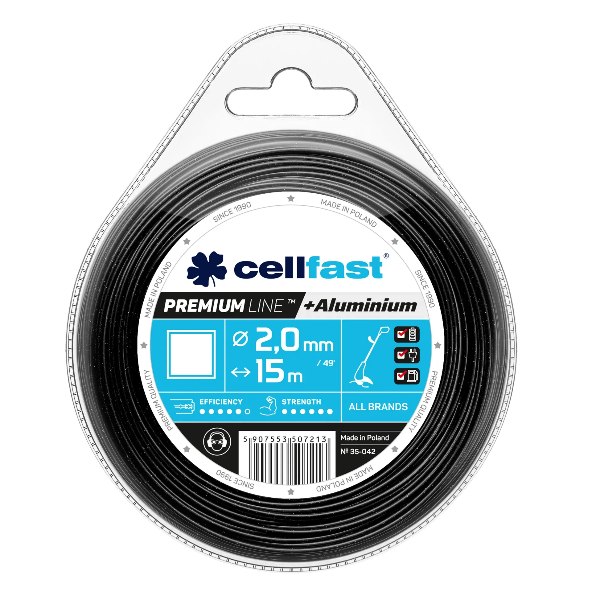 Cell-fast Trimmertråd 2,0 mm x 15 m firkantet Premium Lengde 15 m
