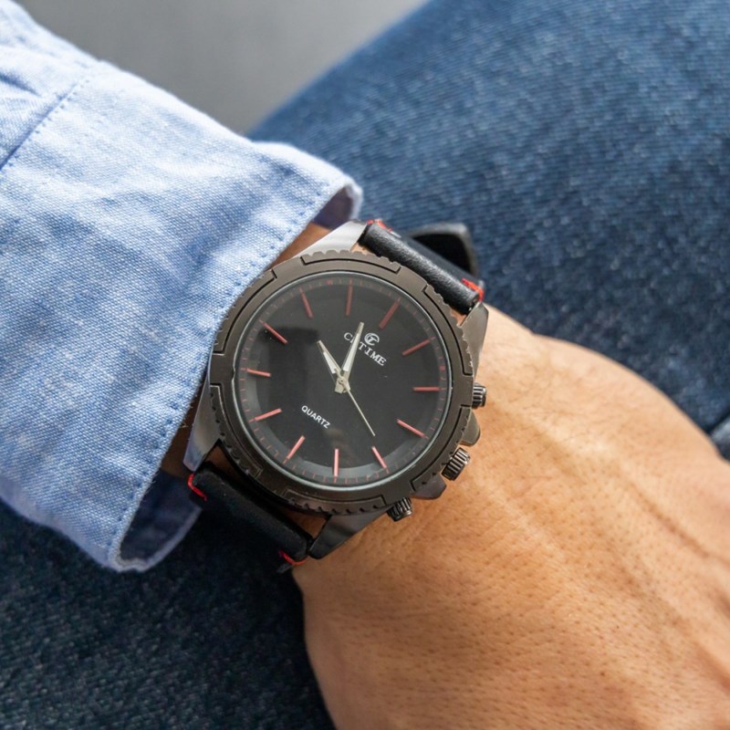 Montre Homme CHTIME bracelet Cuir Noir