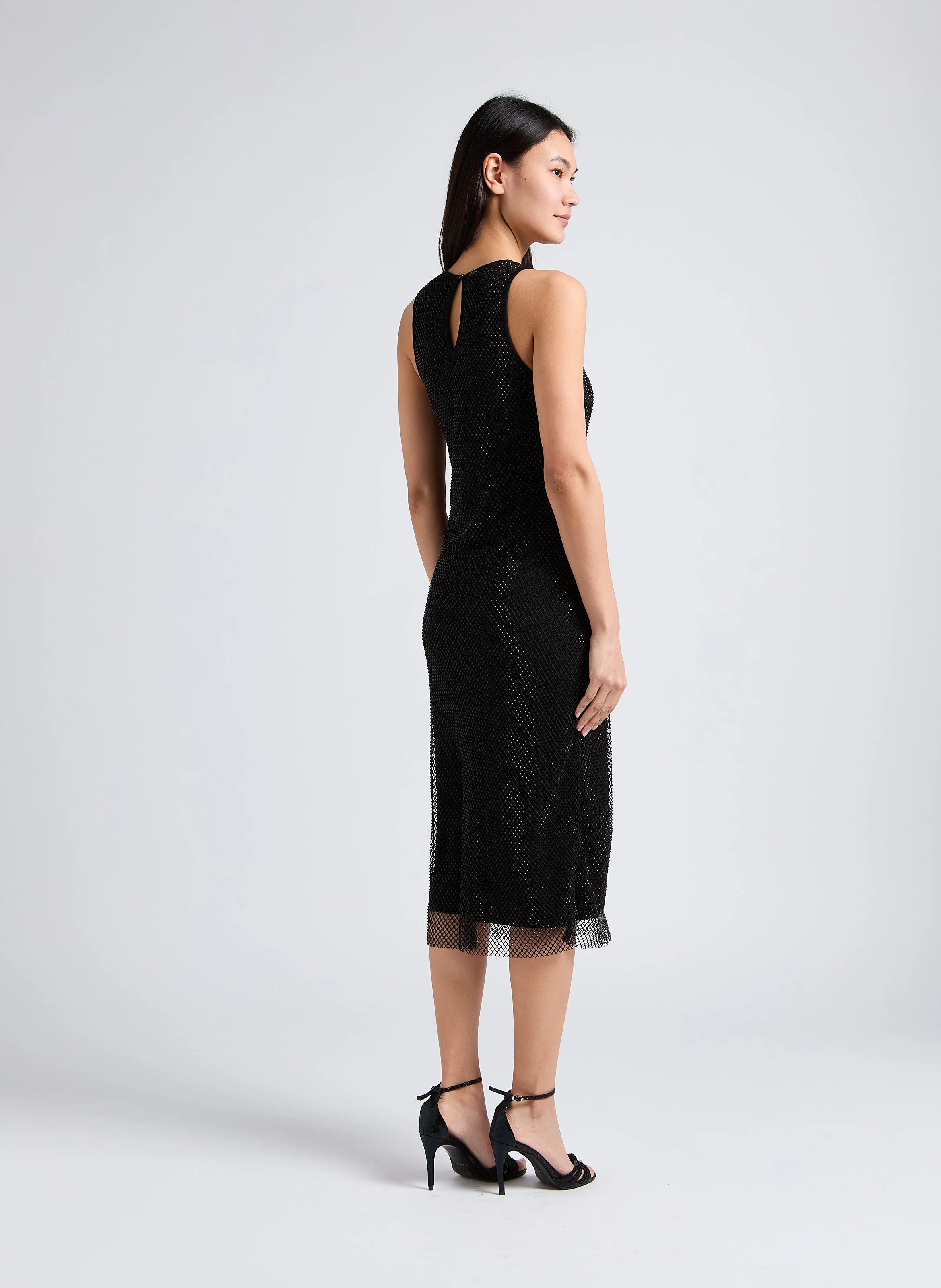 Robe longue moulante à col rond | Noir