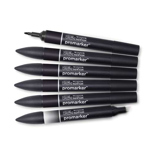WINSOR & NEWTON™ promarker™ Set, 5 x schwarz   1 x Blender