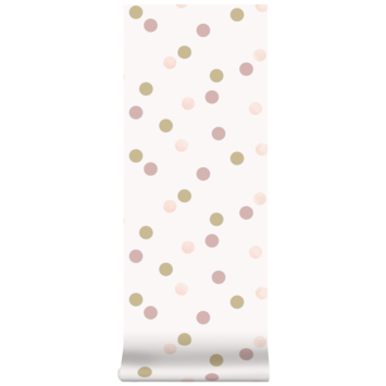 Vliesbehang polka stippen roze-goud (108565)