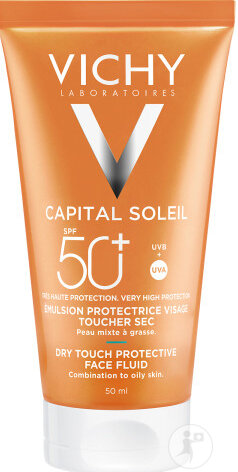 Vichy Capital Soleil Émulsion Protectrice Visage Toucher Sec IP50 Tube 50ml
