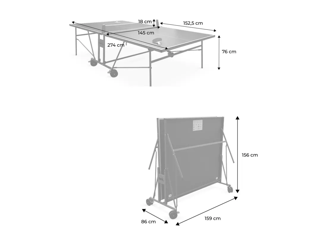 Table de ping pong INDOOR bleue. avec 2 raquettes et 3 balles. utilisation intérieure + Housse en PVC