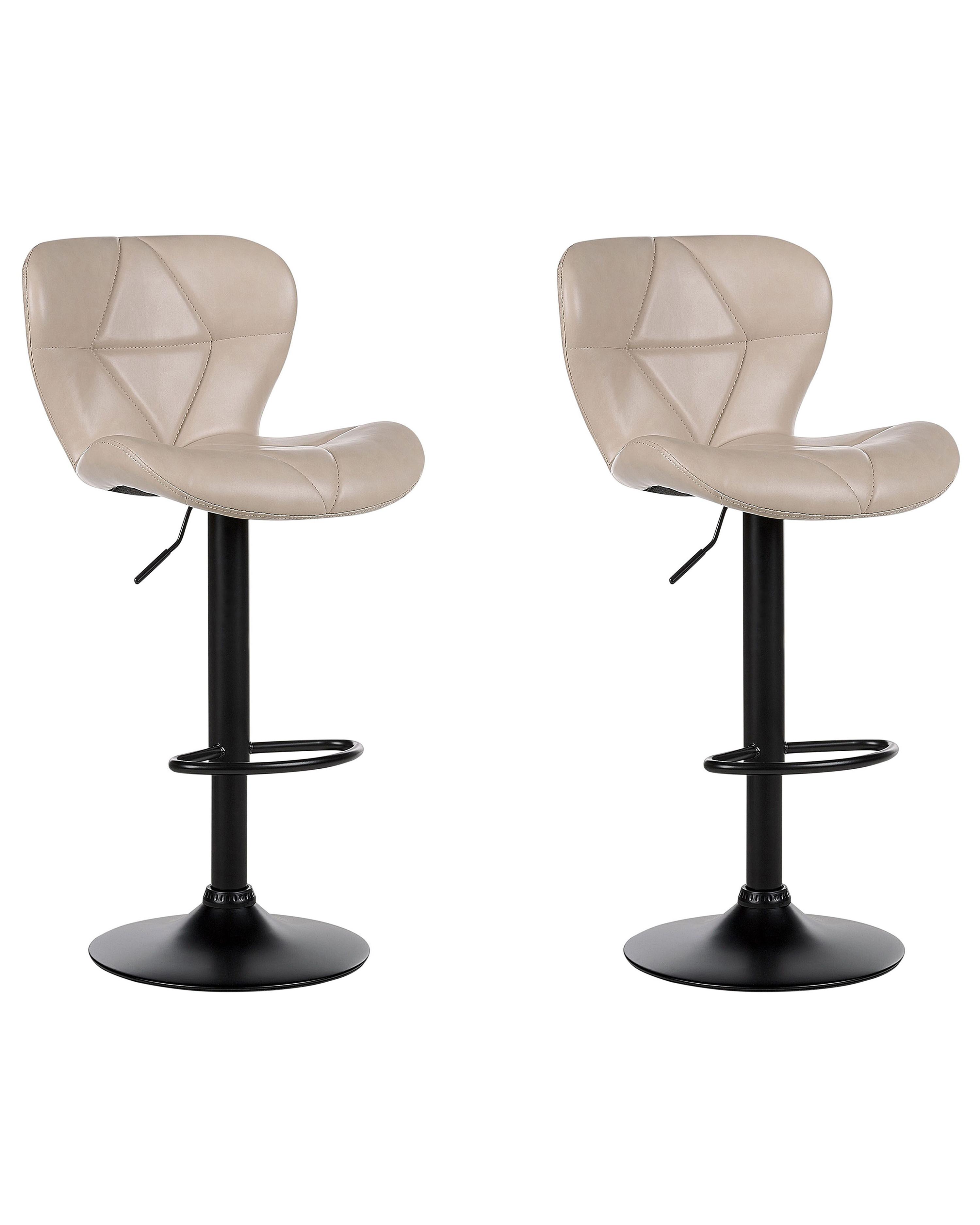 Set van 2 barstoelen VALETTA Kunstleer draaibaar Lichtbeige