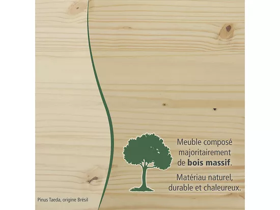 CALI - Armoire 3 Portes Bois Massif Naturel