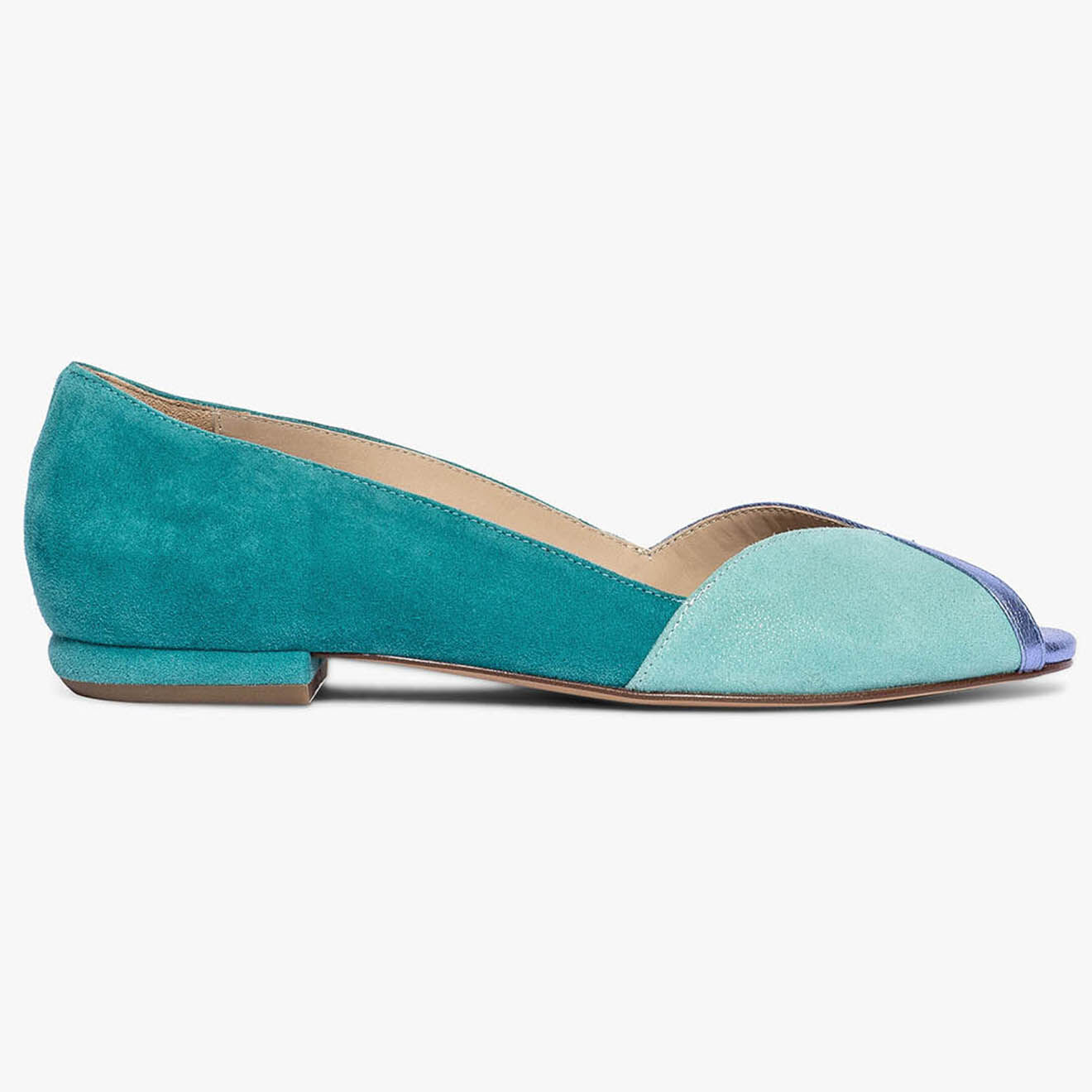Bocage Ballerines en Velours de Cuir Saphir menthe