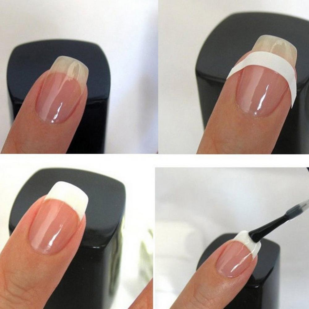 (162er Set) Nagel Sticker Nail Art Tattoo Selbstklebende DIY French Schablonen Aufkleber - Weiss