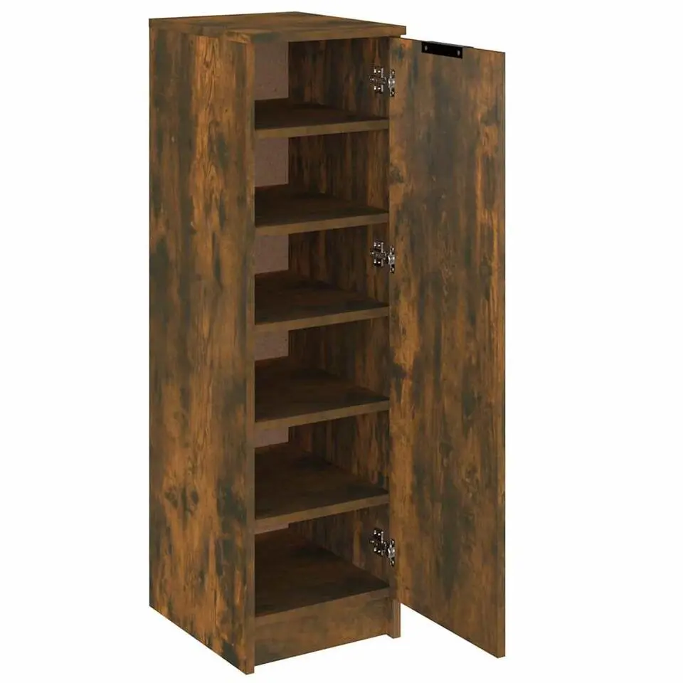 vidaXL - Schoenenkast met 1 deur - Gerookt eiken - Bewerkt hout - 30x35x100 cm