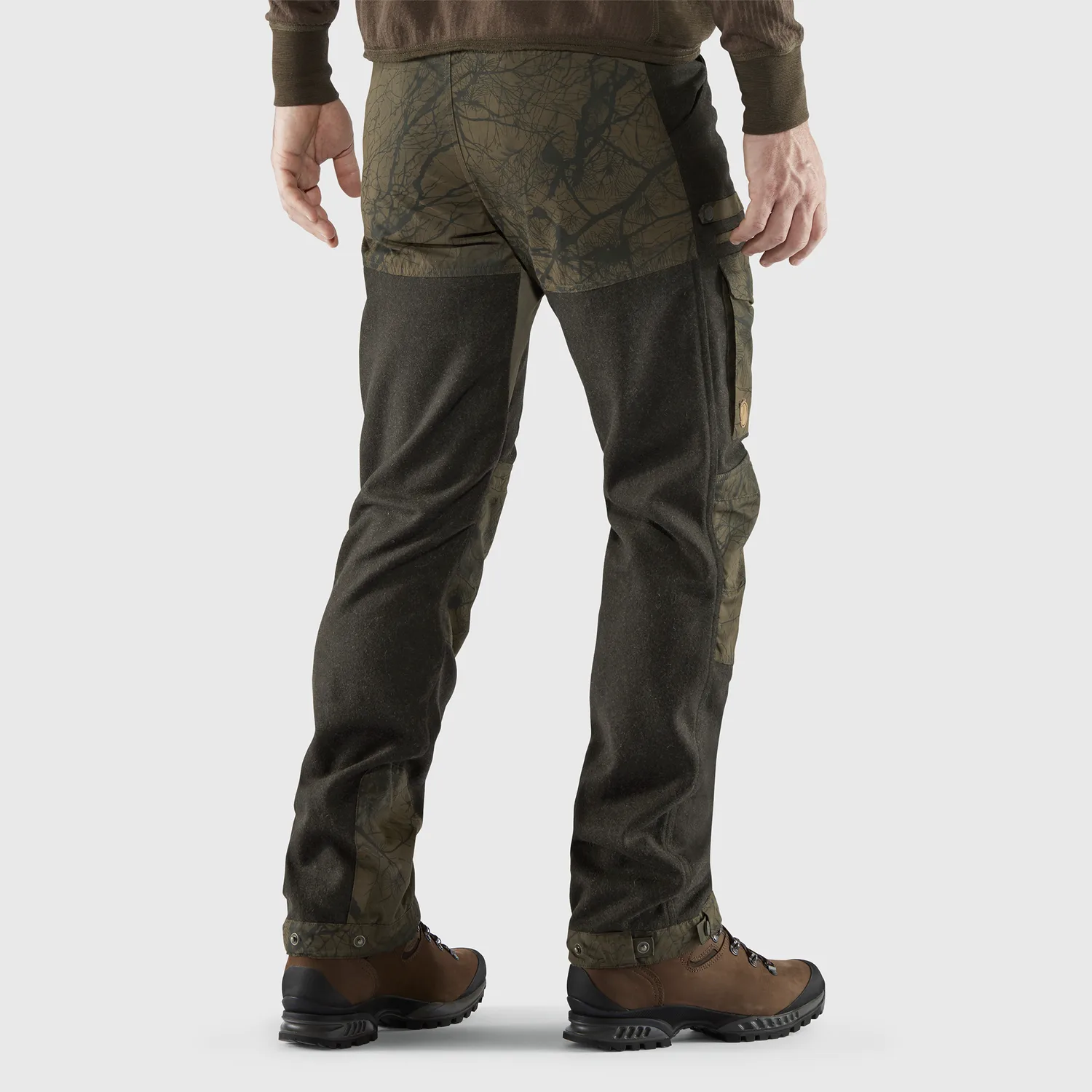 Fjällräven Men's Värmland Wool Trousers Dark Olive/Dark Olive Camo
