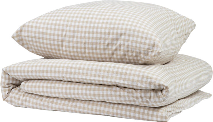 Magasin du Nord Collection Gingham check washed percale beige 140x200