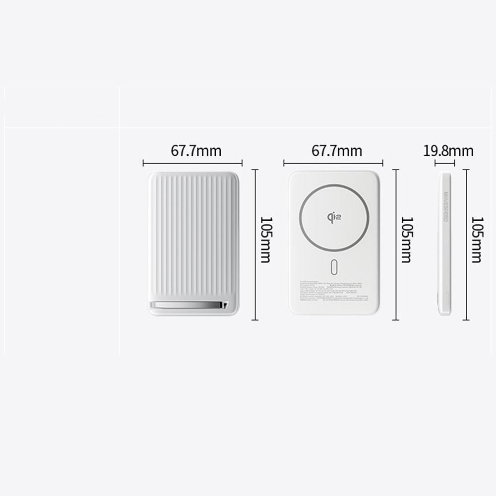 (30W) 10000mAh Magnetische Qi2 MagSafe Powerbank USB C Ladegerät mit Kickstand - Weiss