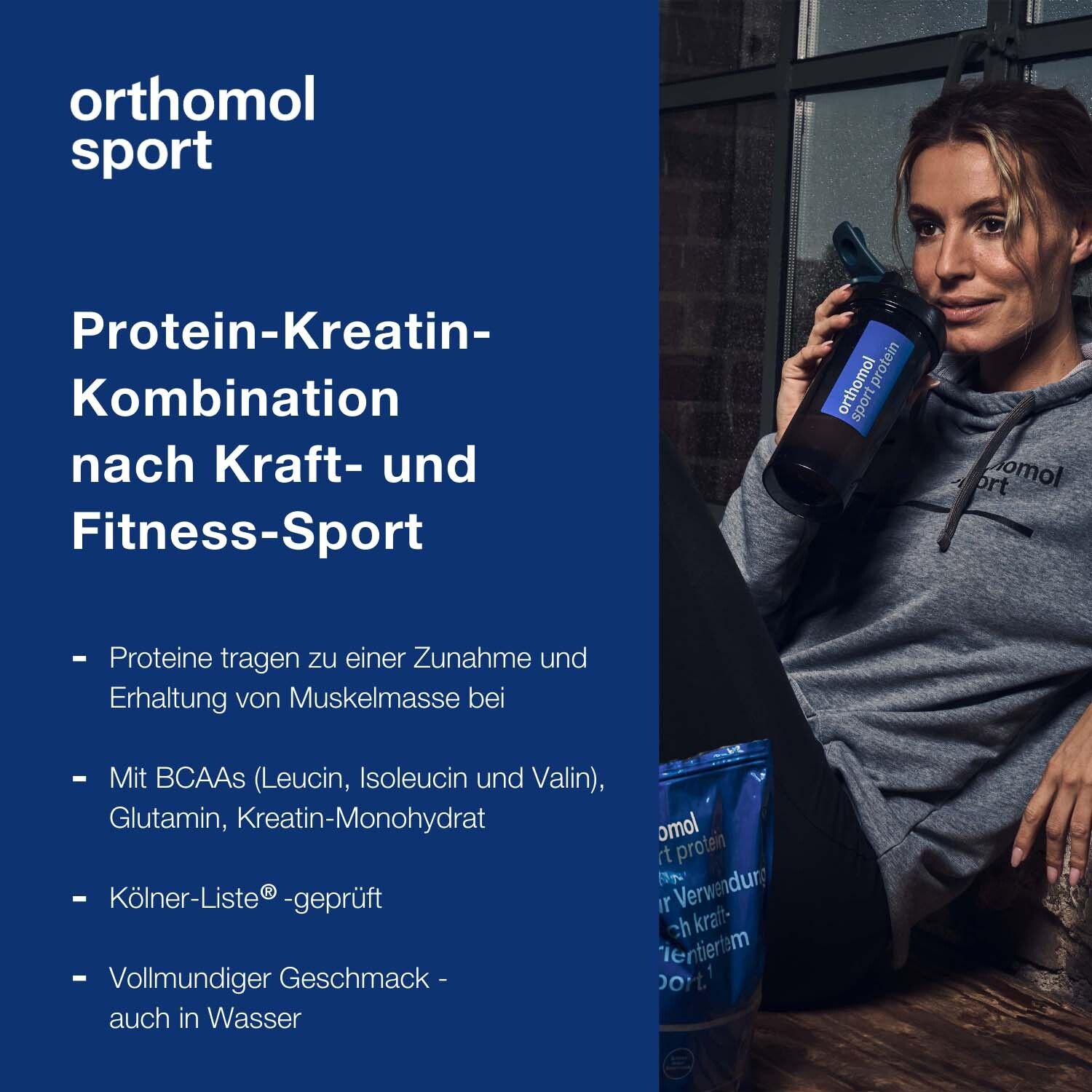 Orthomol Sport protein - Regeneration nach dem Kraftsport - Eiweißpulver mit Kreatin und BCAA - Schokoladen-Geschmack - Pulver