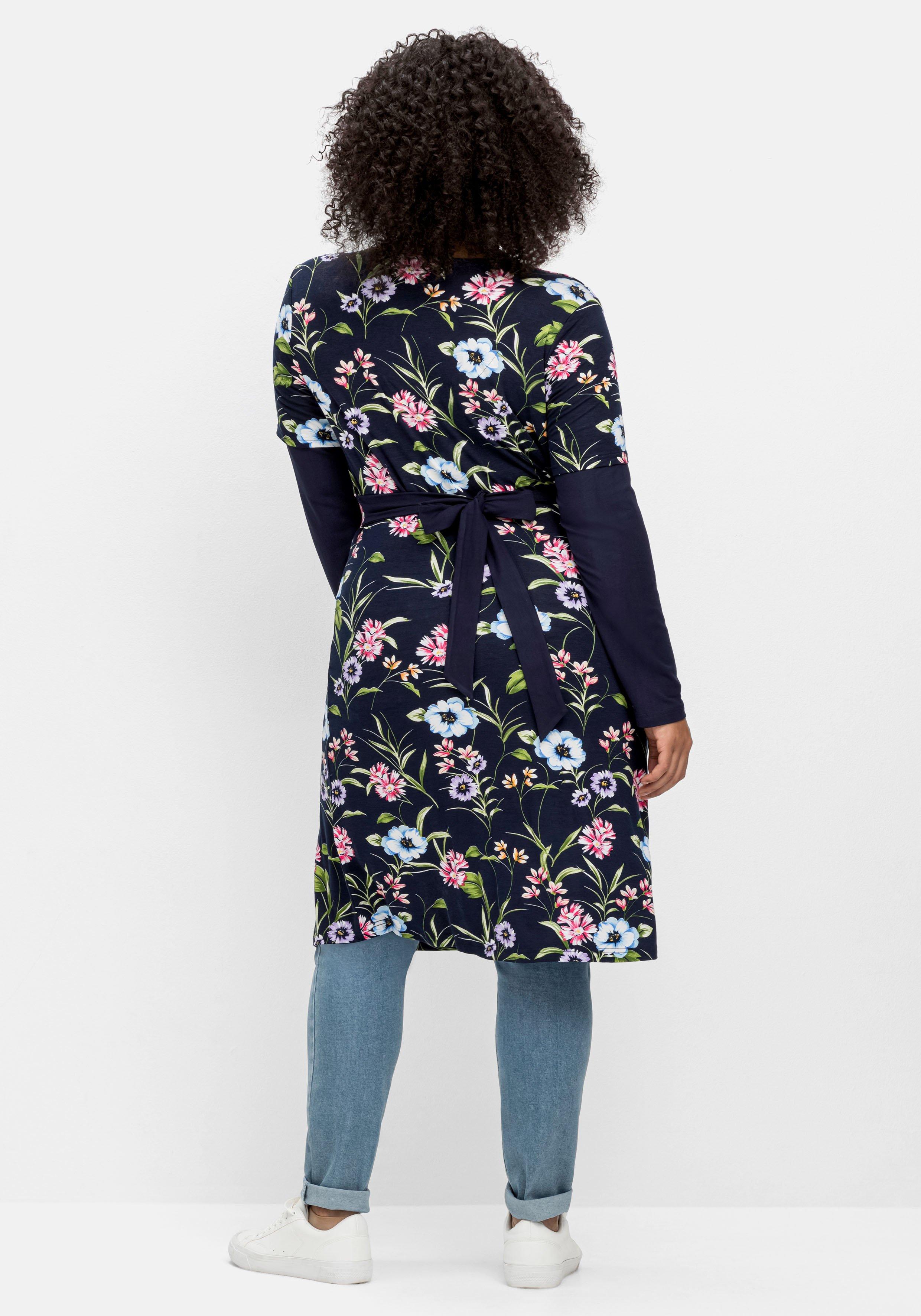 Jerseykleid im Wickelschnitt, mit Blumendruck