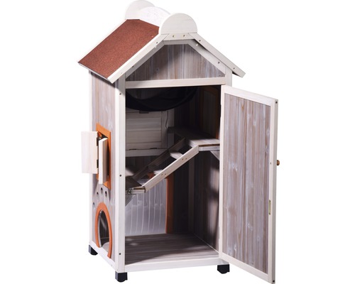 Kattenhuis Fancy Cat 58x55x109 cm grijsoranje