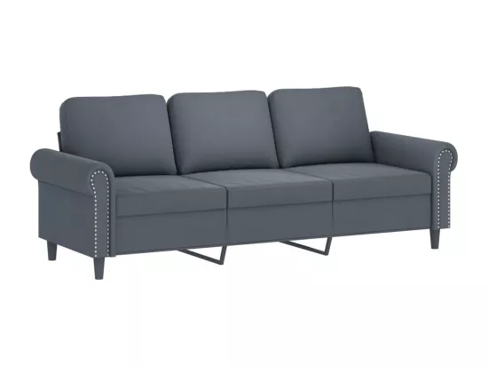Ensemble de canapés 3 pièces avec coussins gris foncé velours