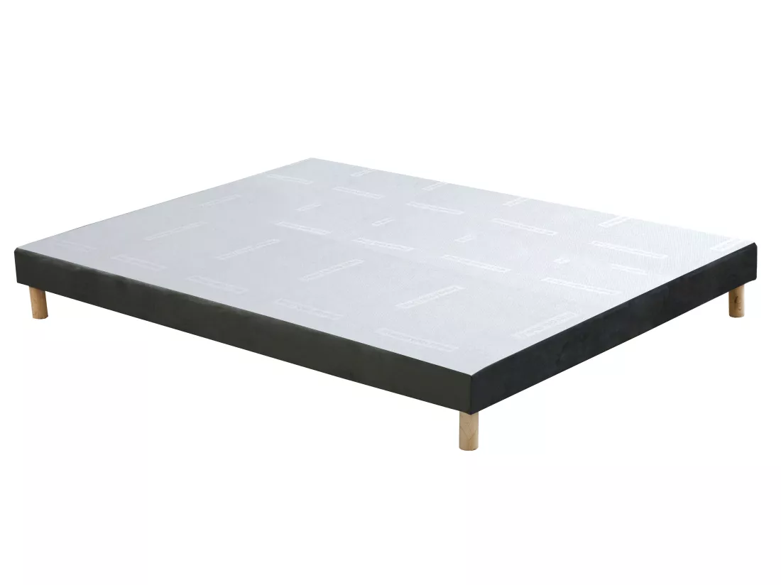 Sommier déco tapissier 140 x 190 cm velours gris - SOBEK de YSMÉE