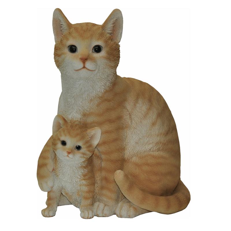 Dazikemo Gartenfigur Dekofigur Katze mit Katzenbaby