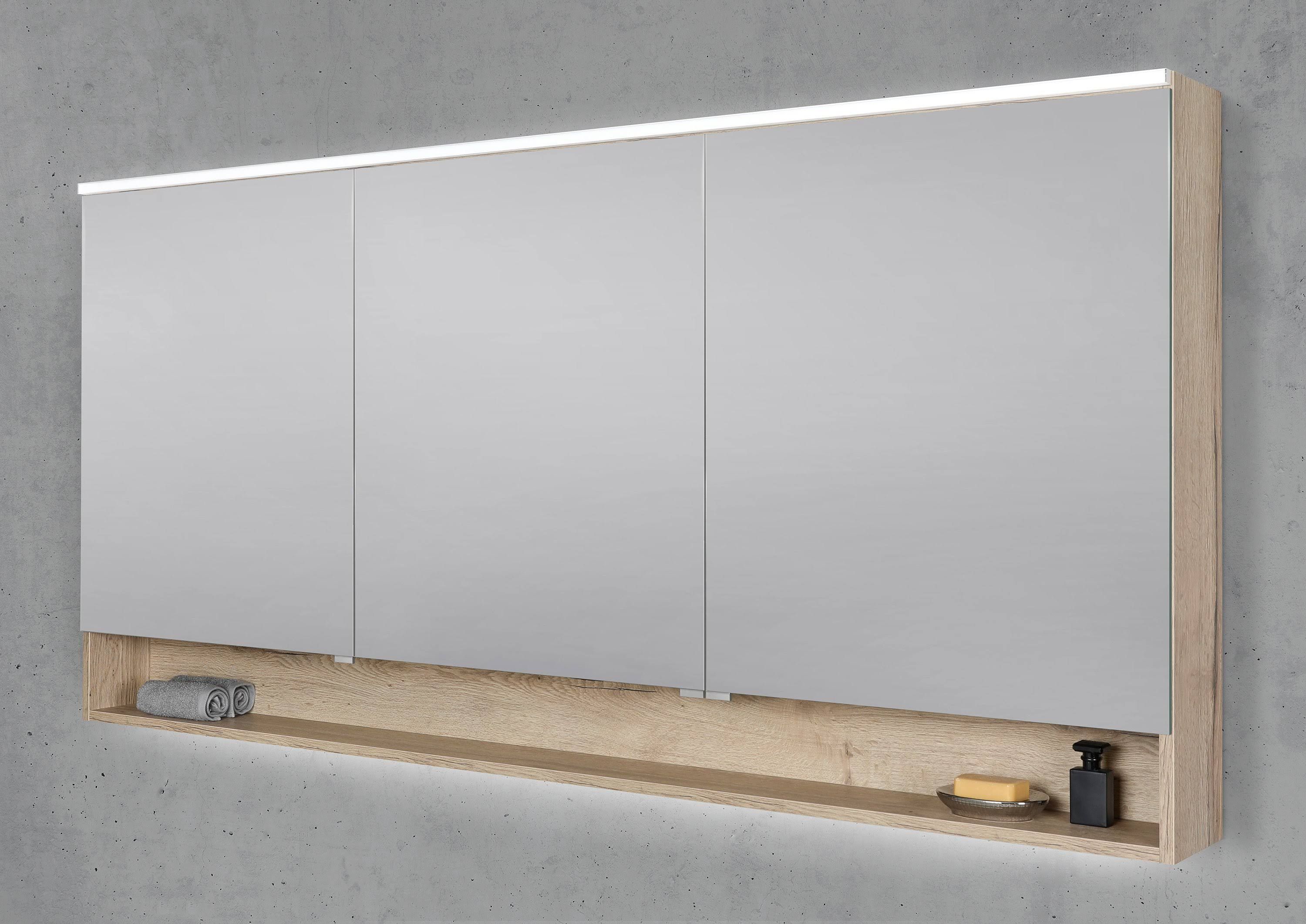 Spiegelschrank 180 cm mit offenem Fach Multilight-LED-Beleuchtung Doppelspiegeltüren Intarbad Design