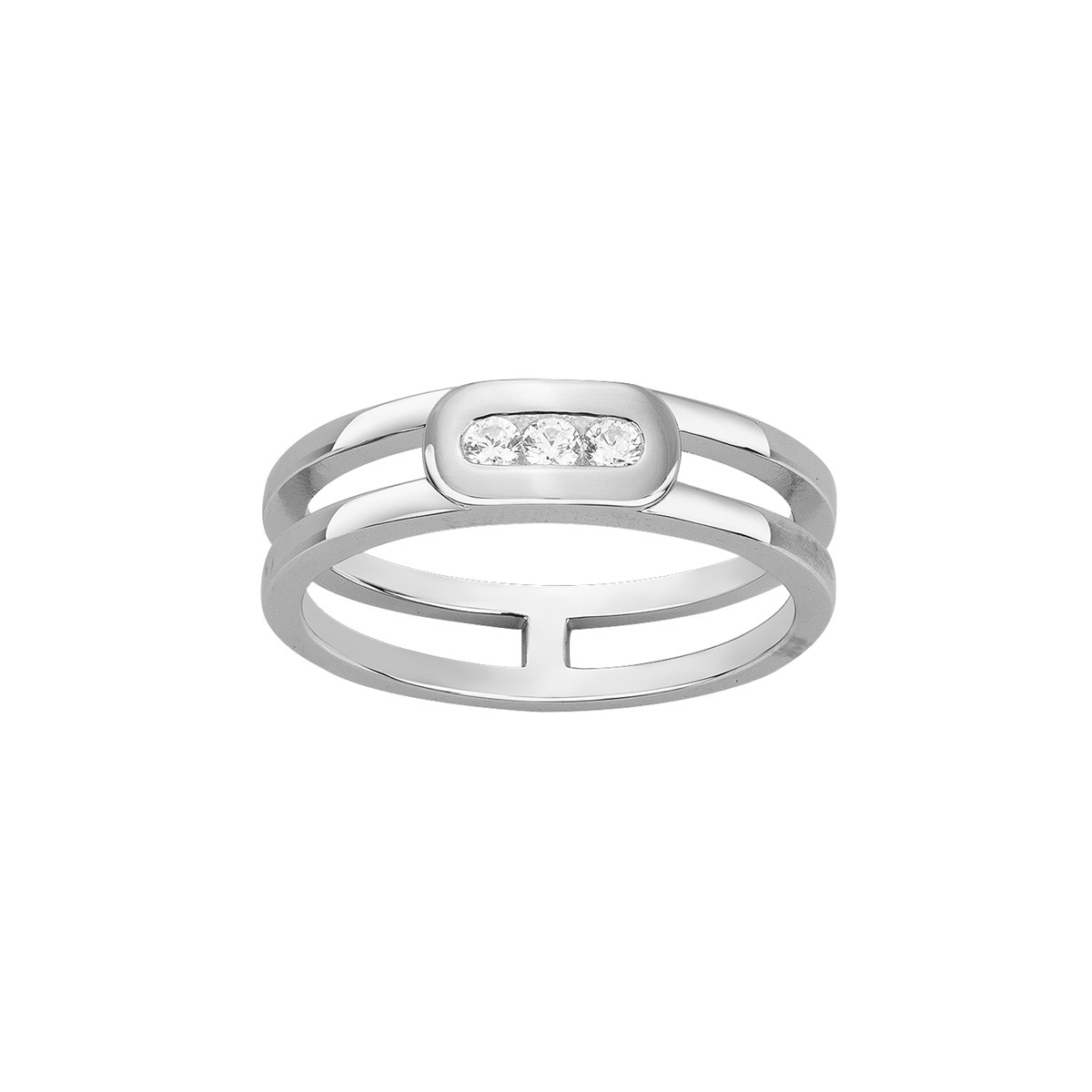 Bague en Argent avec oxyde de zirconium blanc