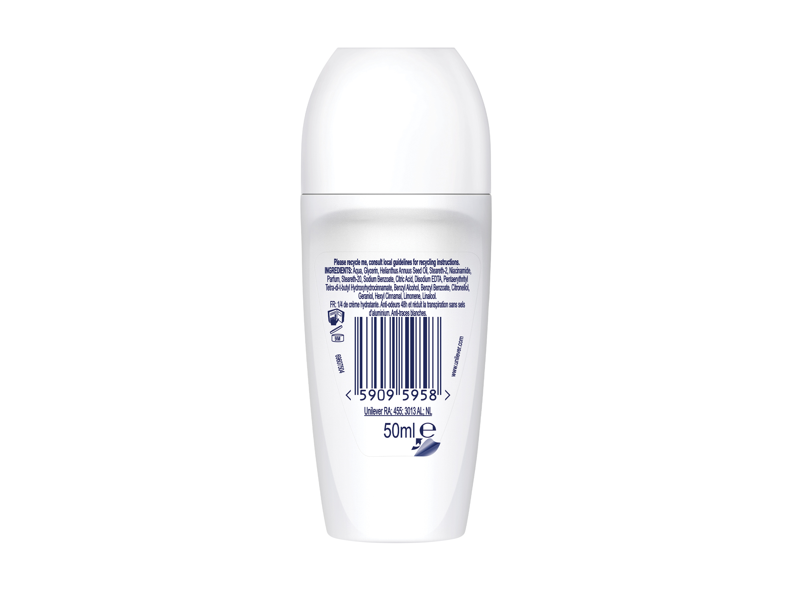 DEO ROLL-ON DOVE INVISIBLE CARE 0% ALUM 50ML