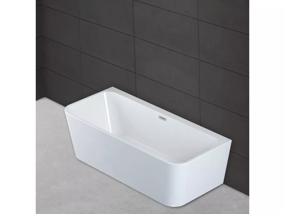 Baignoire semi- îlot murale MINT 160, L160xl75xH57cm, by SPALINA