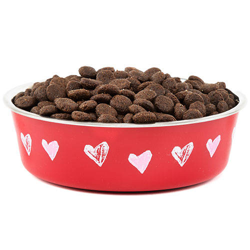 Alimentador em forma de coração TK-Pet em aço inoxidável para cães e gatos.
