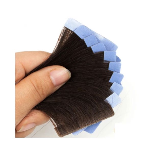 Extensão de Cabelo Castanho Escuro 100% Cabelo Humano Fita Adesiva Invisível 100% 50Cm 80 peças