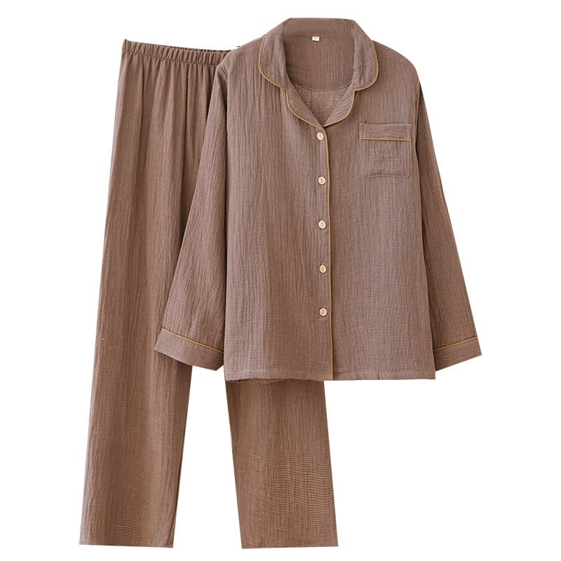 Somnus - Pyjamaset: effen top met lange mouwen + broek