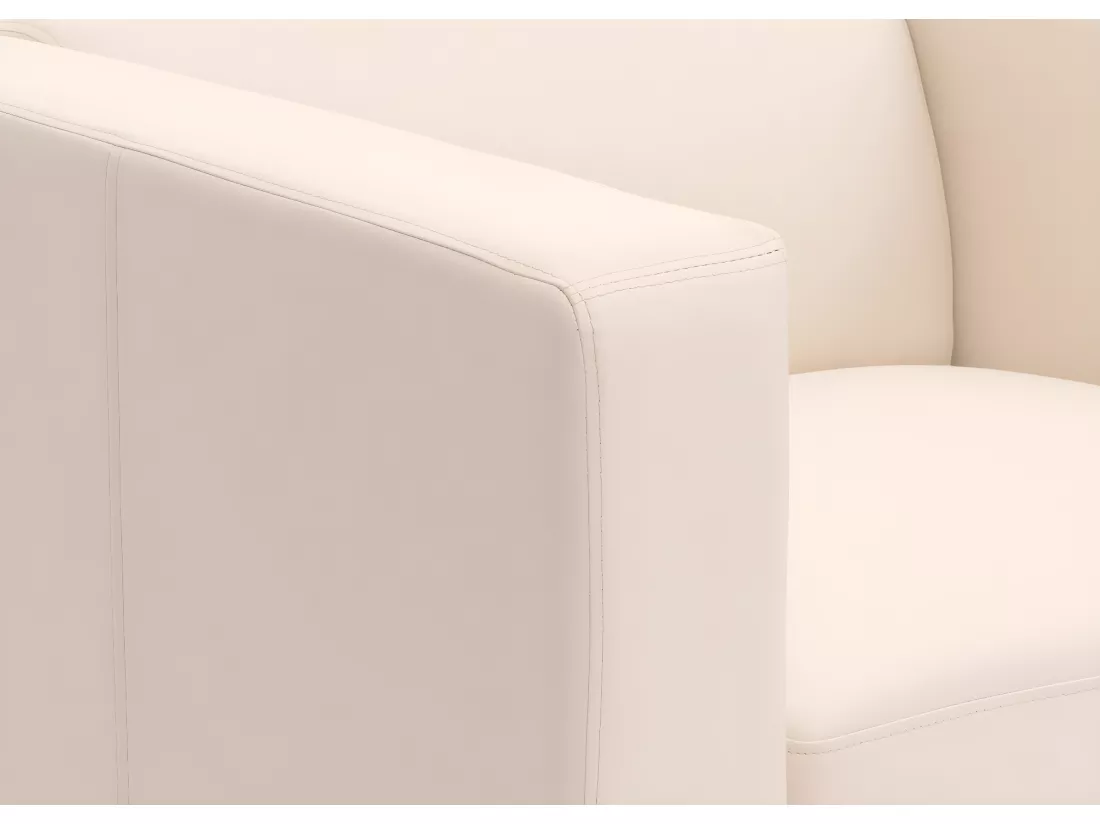 Fauteuil lounge Lille, simili-cuir blanc