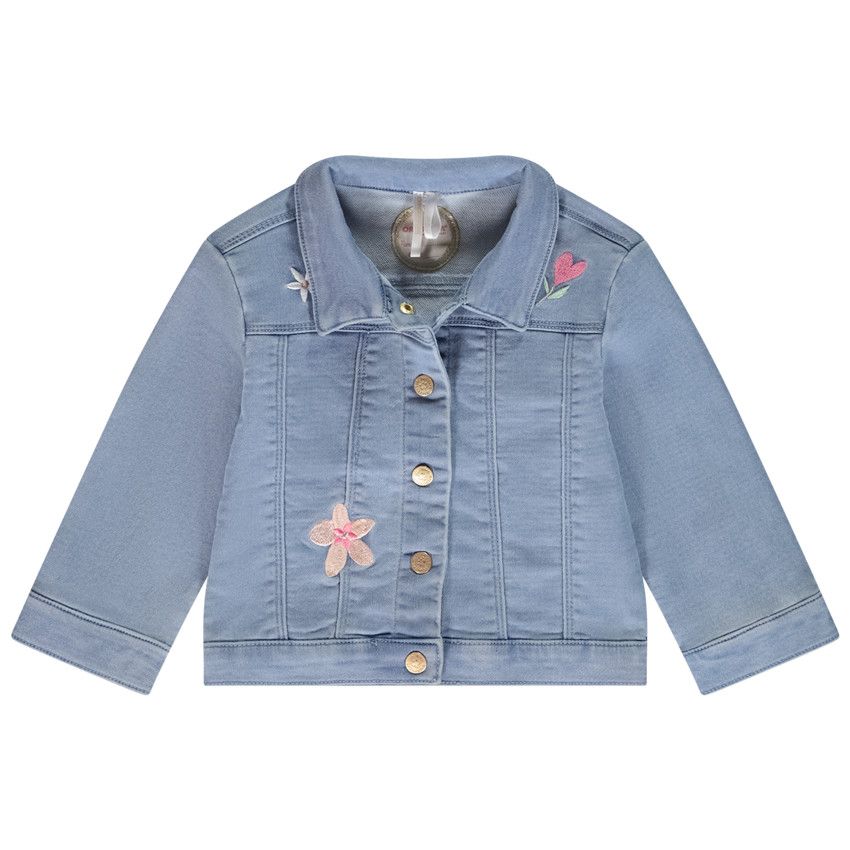 Veste effet jean avec broderies pour bébé fille - Bleu