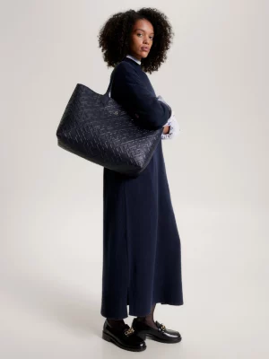 Bolsa tote icônica com monograma TH em relevo