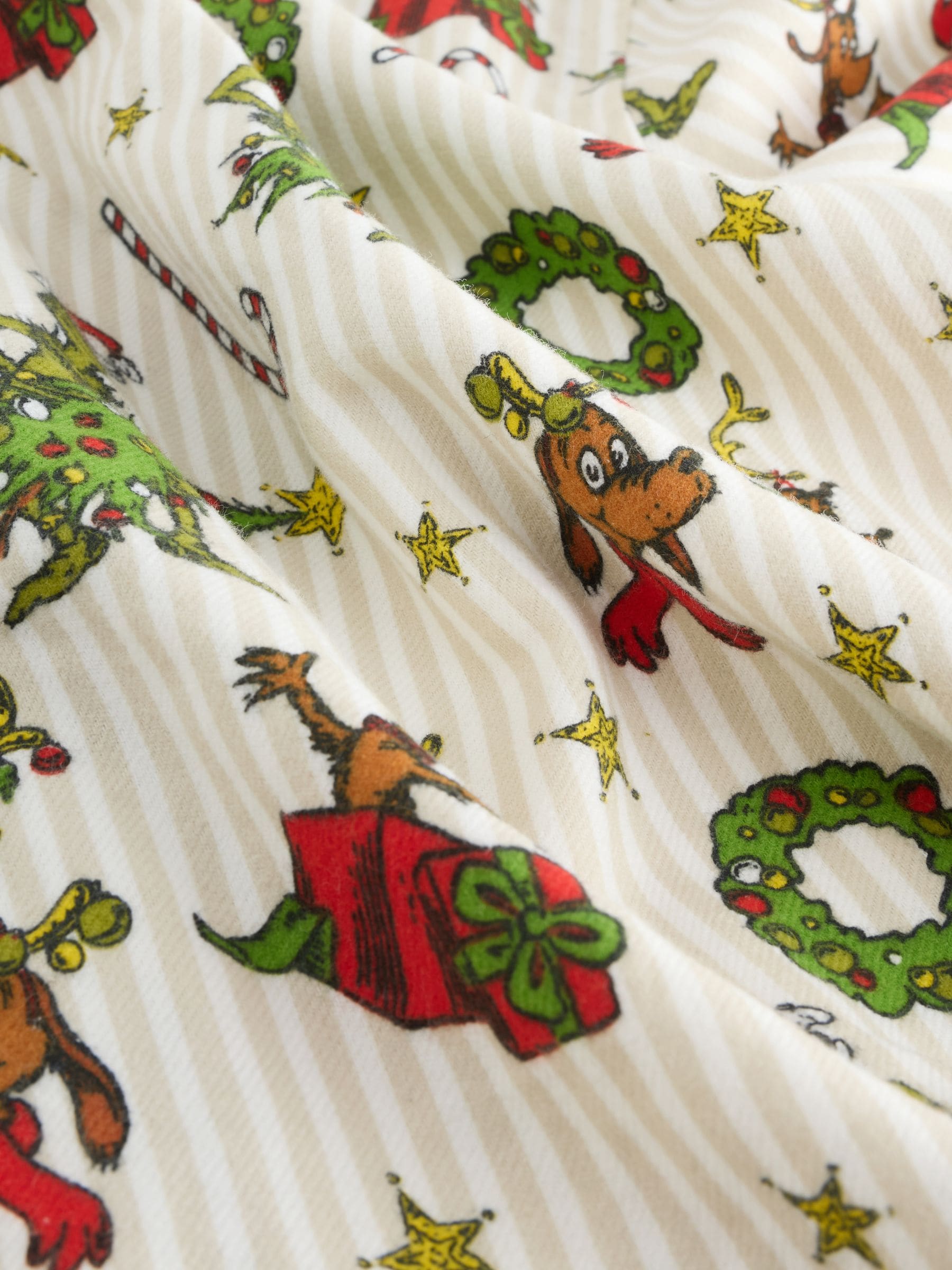 Crème - Grinch Bijpassende Familie Kerstmis Pyjama's met Knoopsluiting