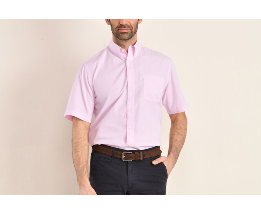 Chemise coton blanche à petits carreaux roses - TIM MC