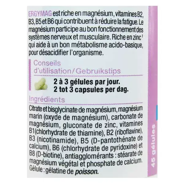Nutergia Ergymag Magnésio 45 cápsulas