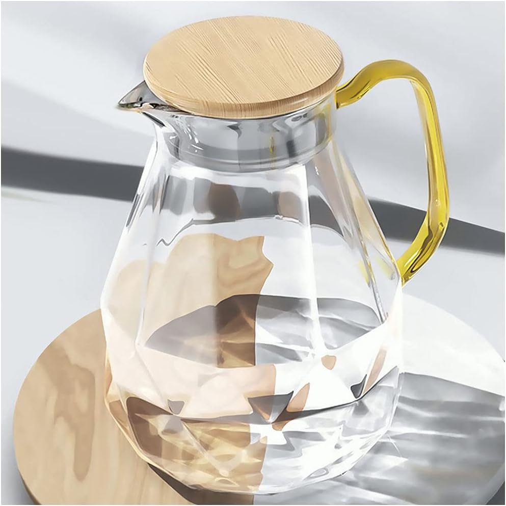 (2.2l) Glas Karaffe Trink Krug Wasser / Ice Tea / Tee Kanne mit Sieb   Deckel