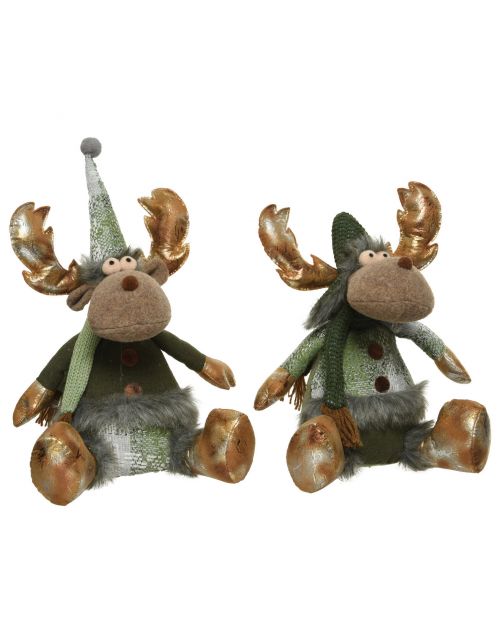 Decoris Hert Deurstop - Kerstversiering - 39 cm Assorti 2 Assortiment