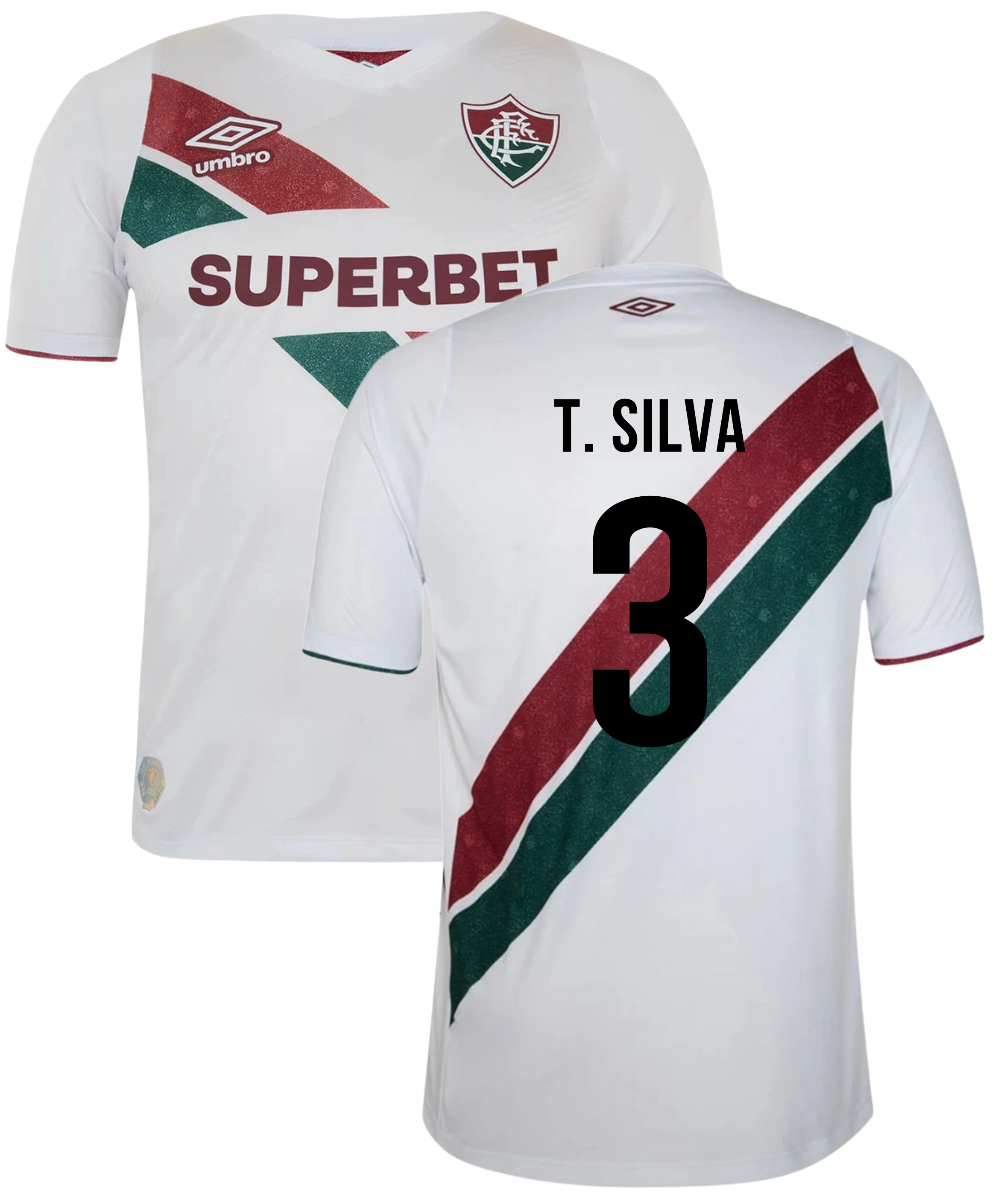 Fluminense Uitshirt 2025   Bedrukking Thiago Silva - Voetbalshirt Braz