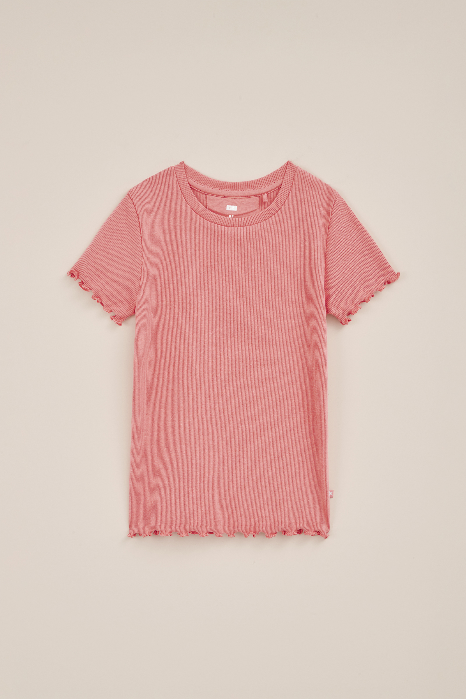 Meisjes T-shirt met ribstructuur WE Fashion Rose